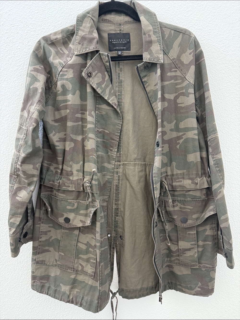 Sanctuary Camouflage Utility Jacket in Olive & Tan